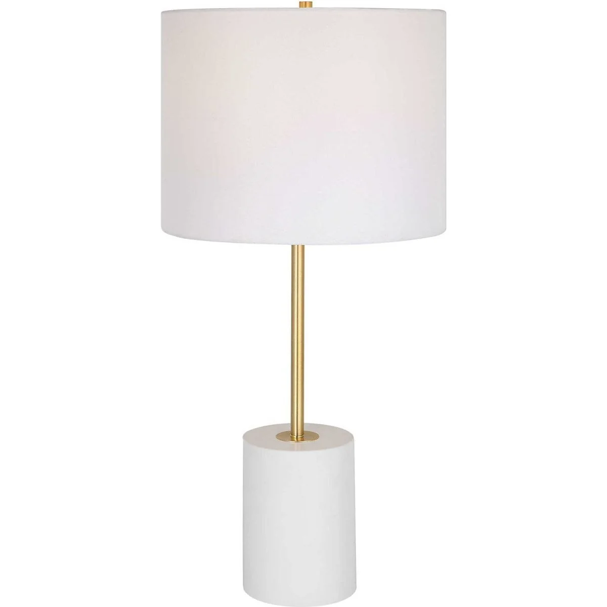 Casa Bella Living White Linen Shade With White Metal Base and Gold Accents Table Lamp - Image 2