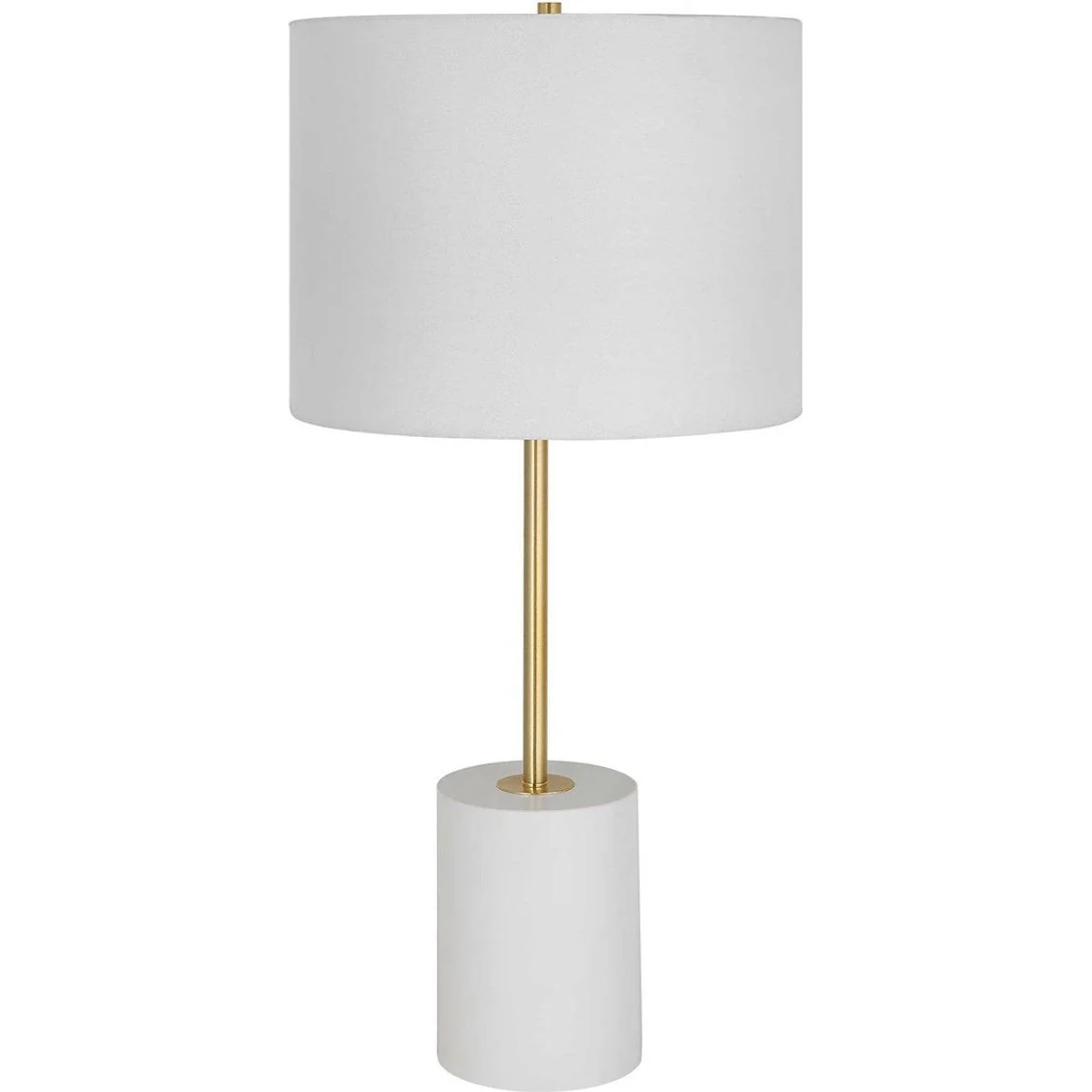 Casa Bella Living White Linen Shade With White Metal Base and Gold Accents Table Lamp - Image 4