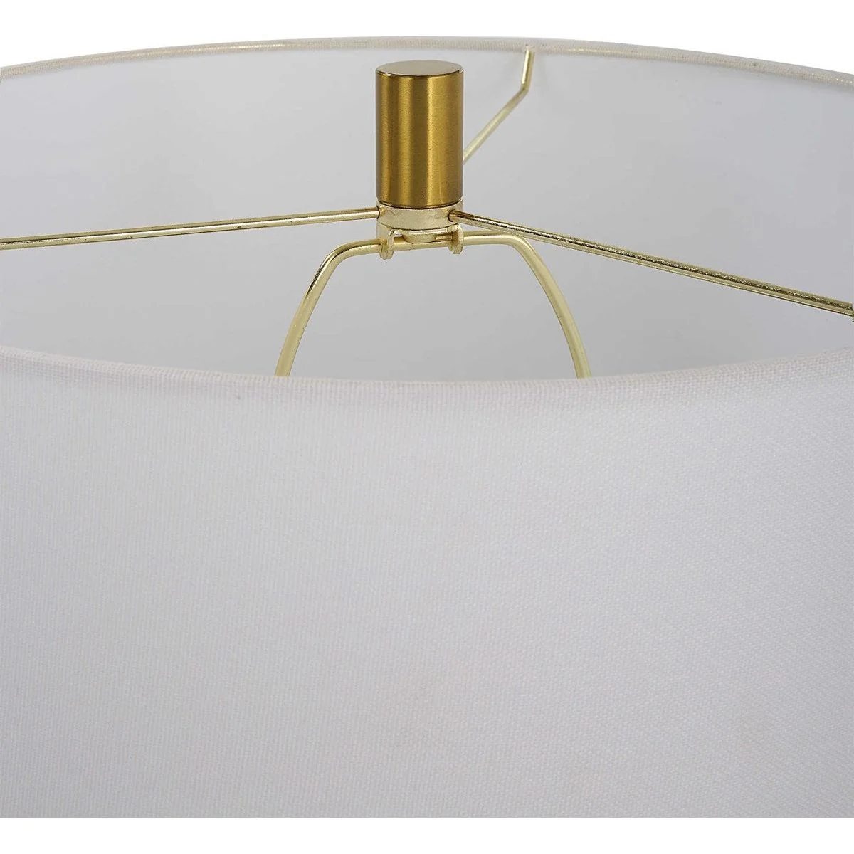 Casa Bella Living White Linen Shade with Dark Green and Antique Gold Ceramic Base Table Lamp - Image 6