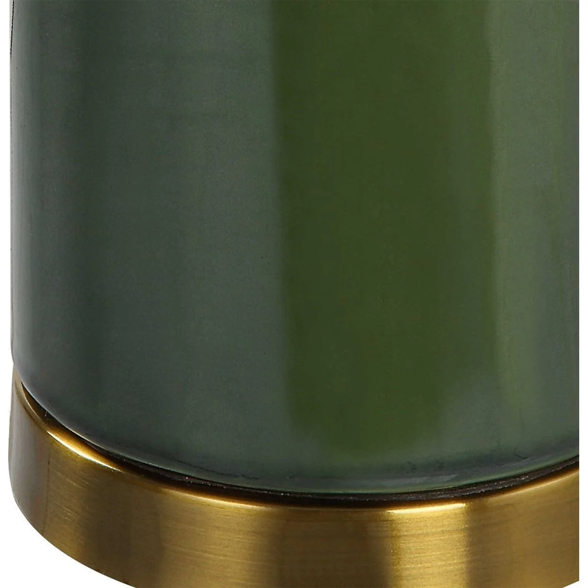 Casa Bella Living White Linen Shade with Dark Green and Antique Gold Ceramic Base Table Lamp - Image 7