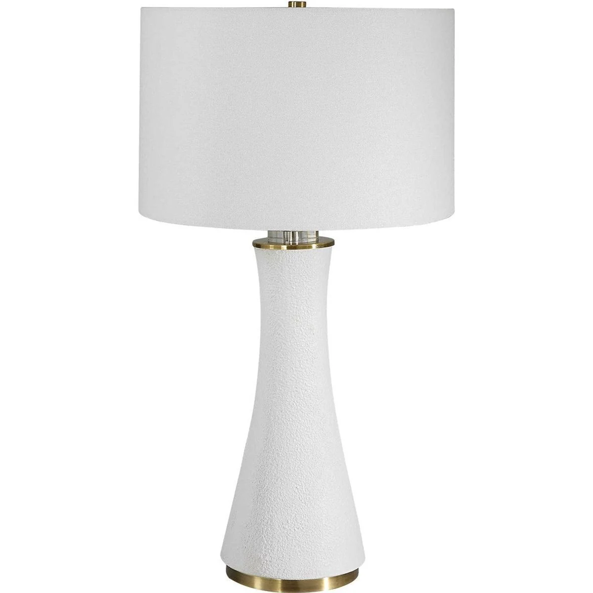Casa Bella Living White Linen Shade With Textured Matte White and Brushed Brass Base Table Lamp ~ IN-STORE PURCHASE ONLY - Image 4
