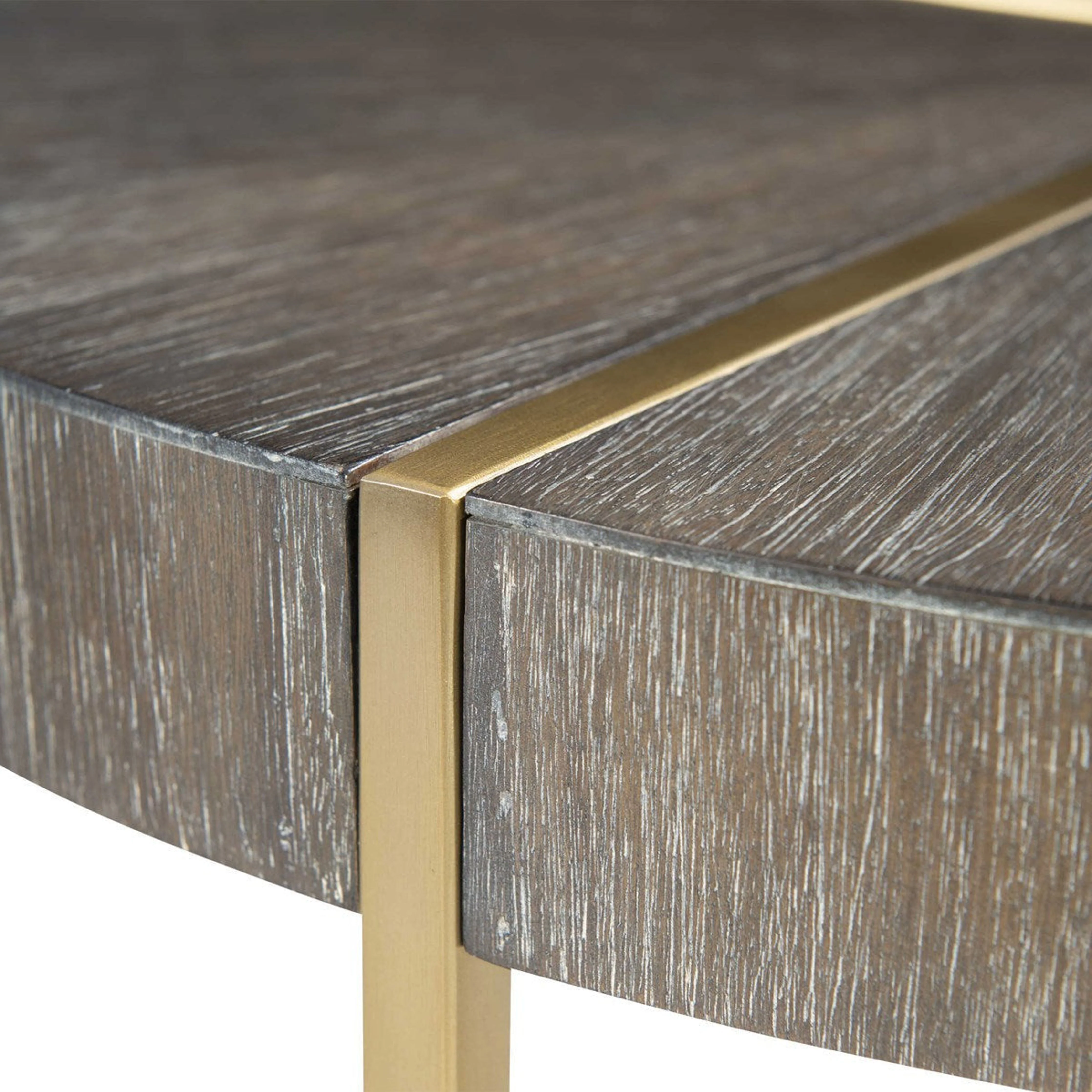 Uttermost Taja Washed Gray Walnut Top With Brushed Brass Steel Base Contemporary Accent Table - Image 6