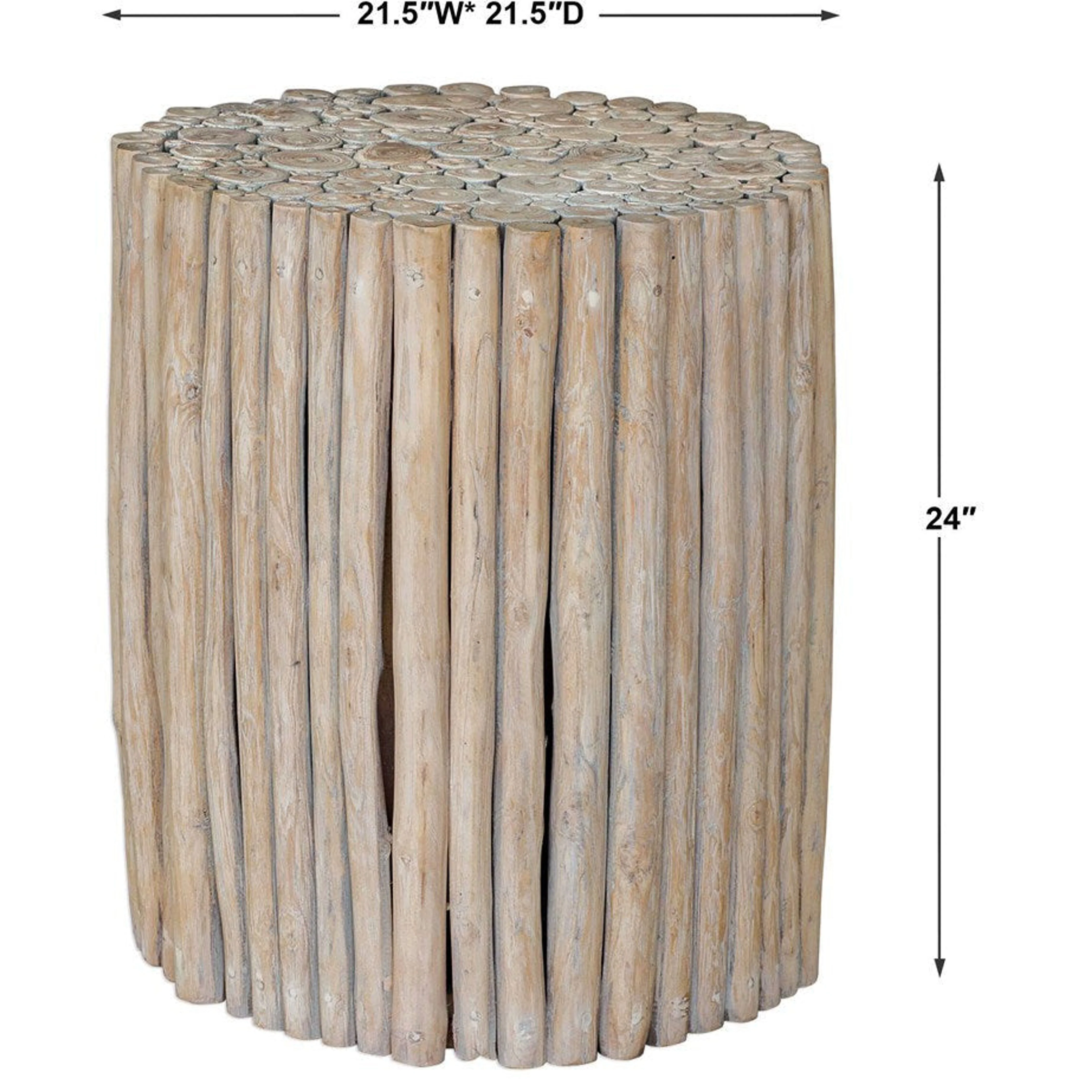Uttermost Tectona Bleached Driftwood Natural Teak Wood Round End Table - Image 6