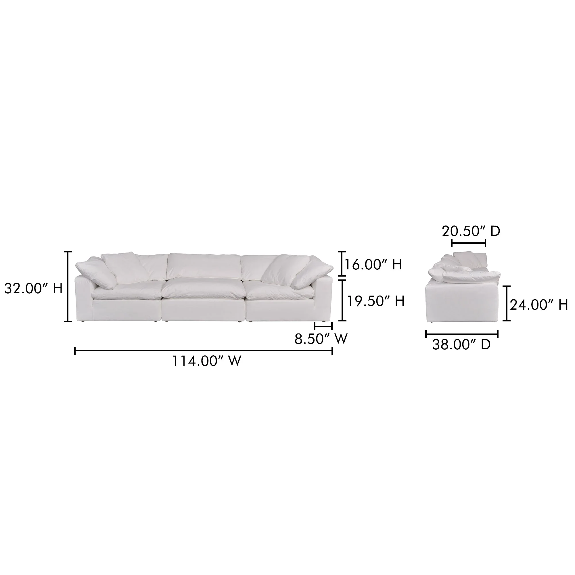 Moe's Home Collection Terra Cream White Modular Sofa - Image 7