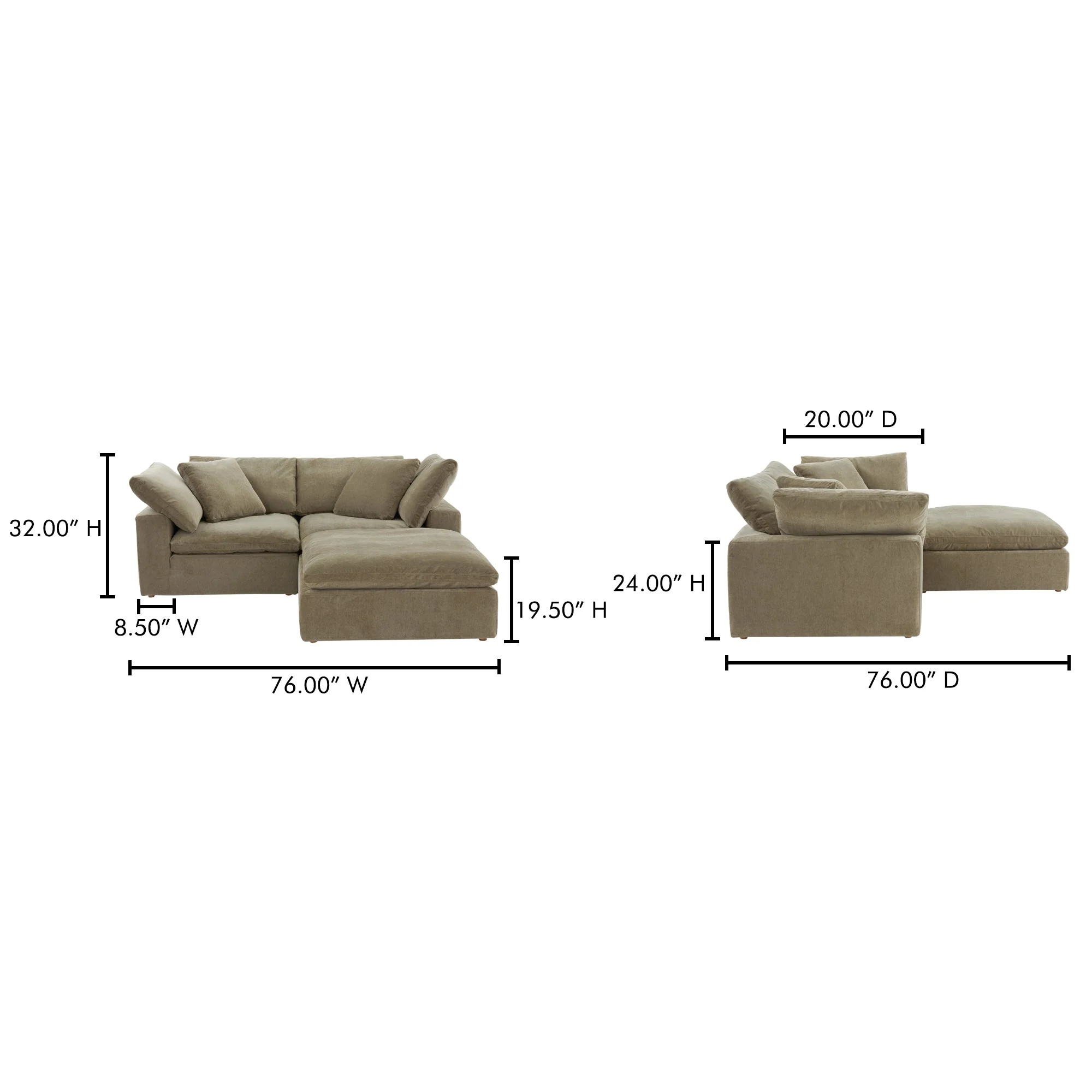 Moe's Home Collection Terra Nook  Desert Sage Modular Sectional - Image 7