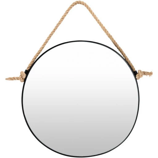 Surya Wall Decor & Mirrors Thaddeus Rustic Modern Round Mirror Black Finish THD-001 - Image 10