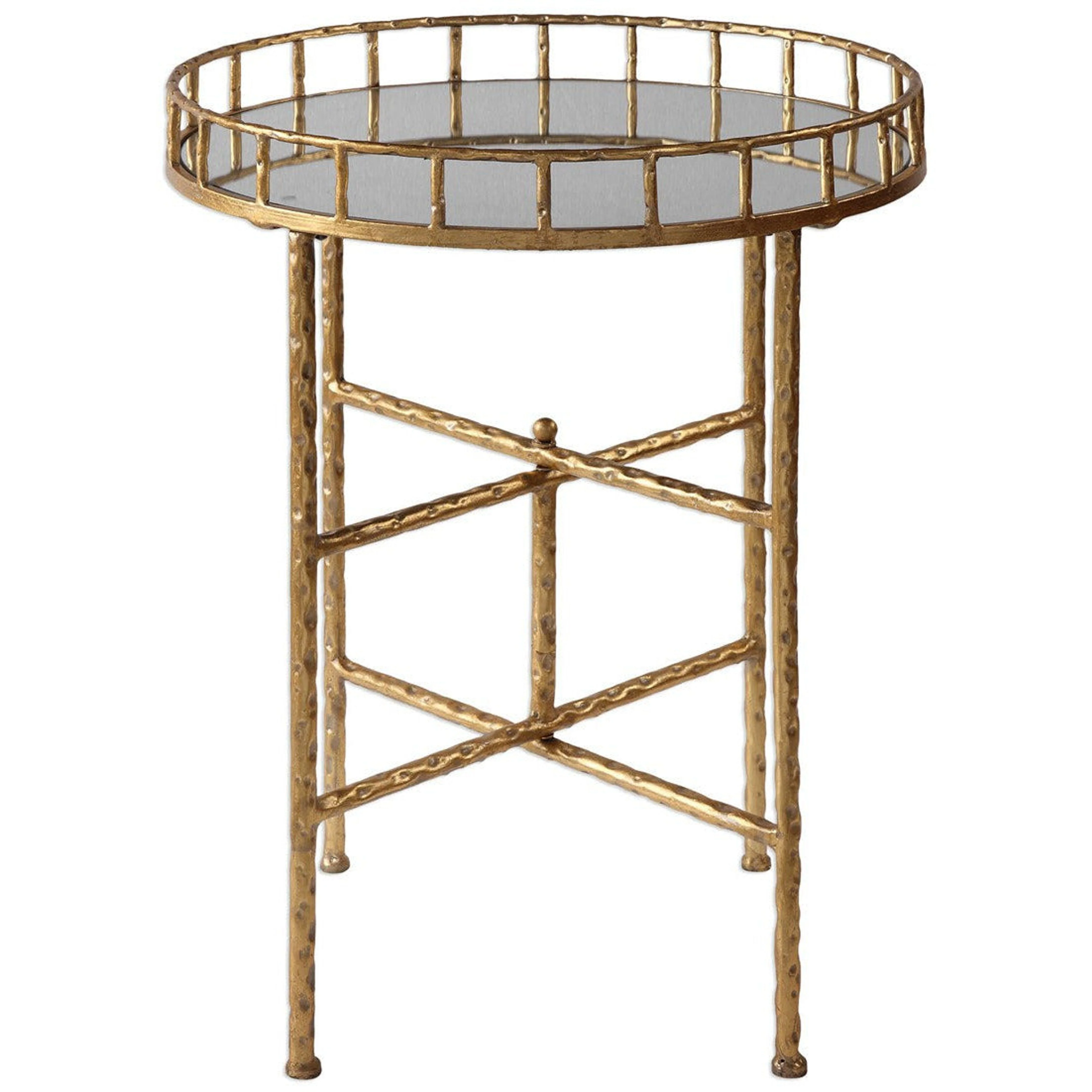 Uttermost Tilly Mirrored Tray Top With Gold Leaf Base Contemporary Accent Table - Image 2