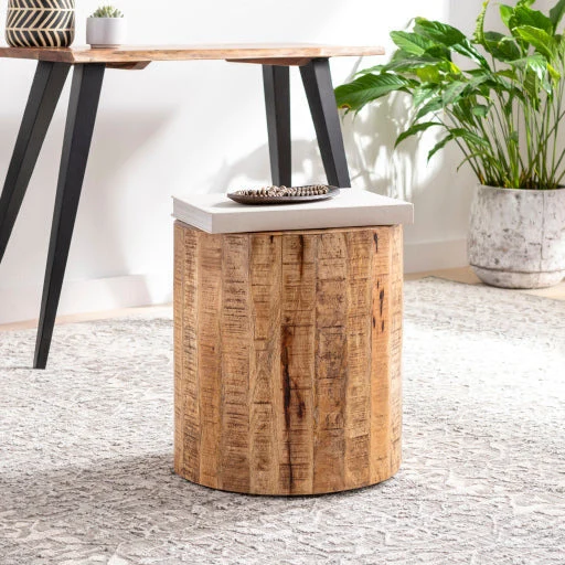 Surya Troyes Modern Natural Wood Round Accent Side Table TOE-004 - Image 9