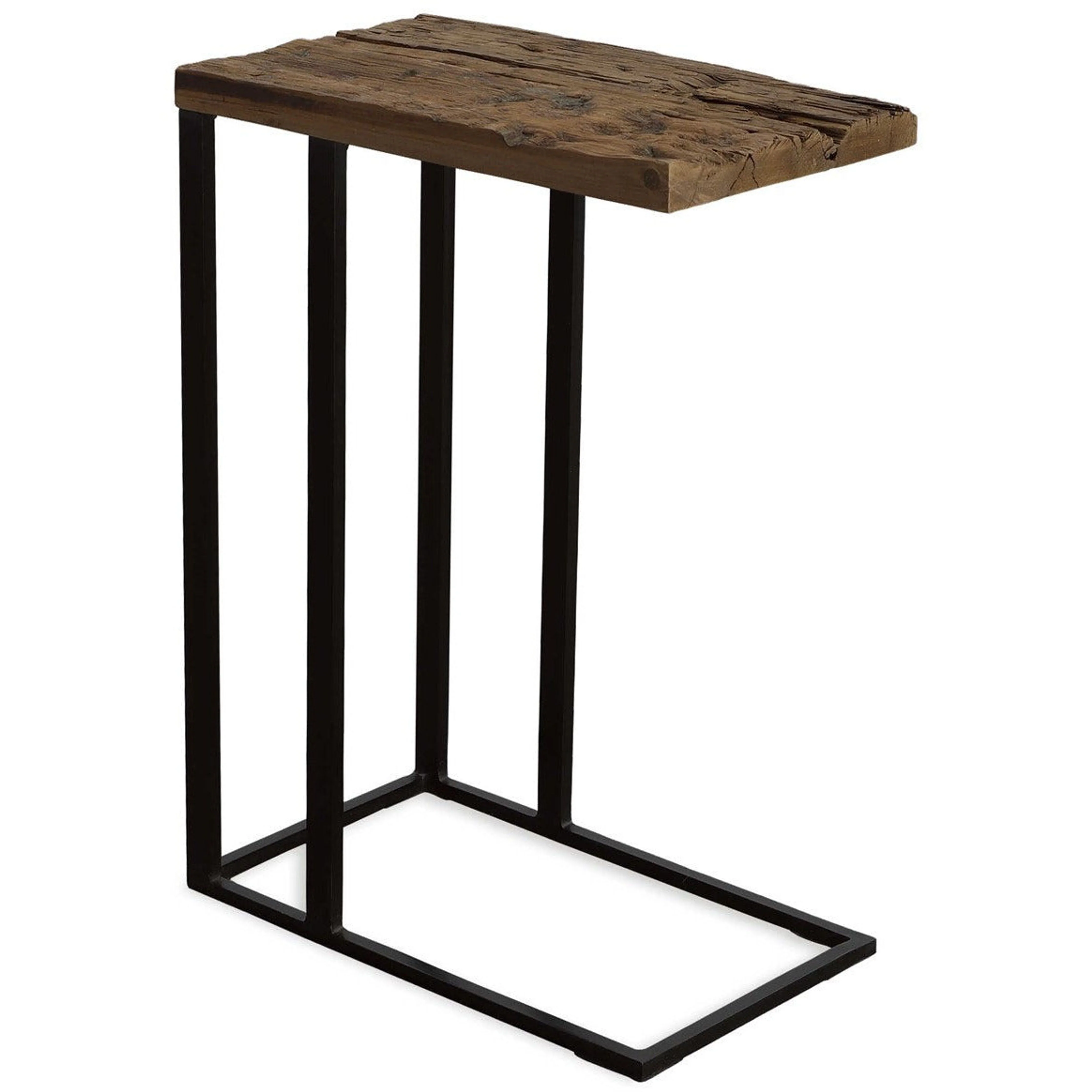 Uttermost Union Reclaimed Wood With Black Iron Base Rustic Modern Accent Table