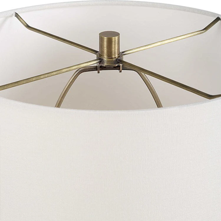 Uttermost Abyss Midnight Blue Ceramic Table Lamp With White Linen Drum Shade - Image 6