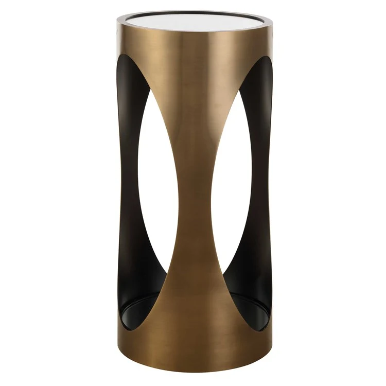 Uttermost Achilles Mirrored Top With Brushed Brass Round Drink Table - Image 3