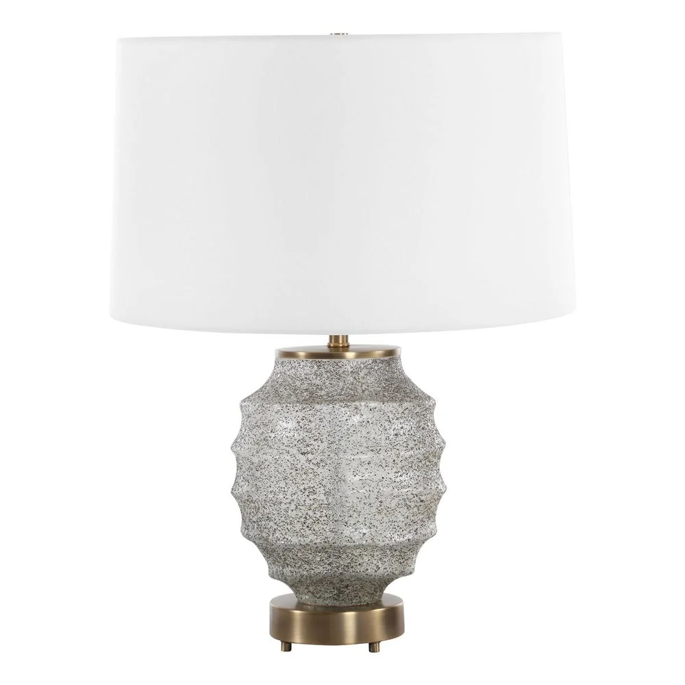 Uttermost Acosta Textured Glass Table Lamp With White Linen Shade - Image 4