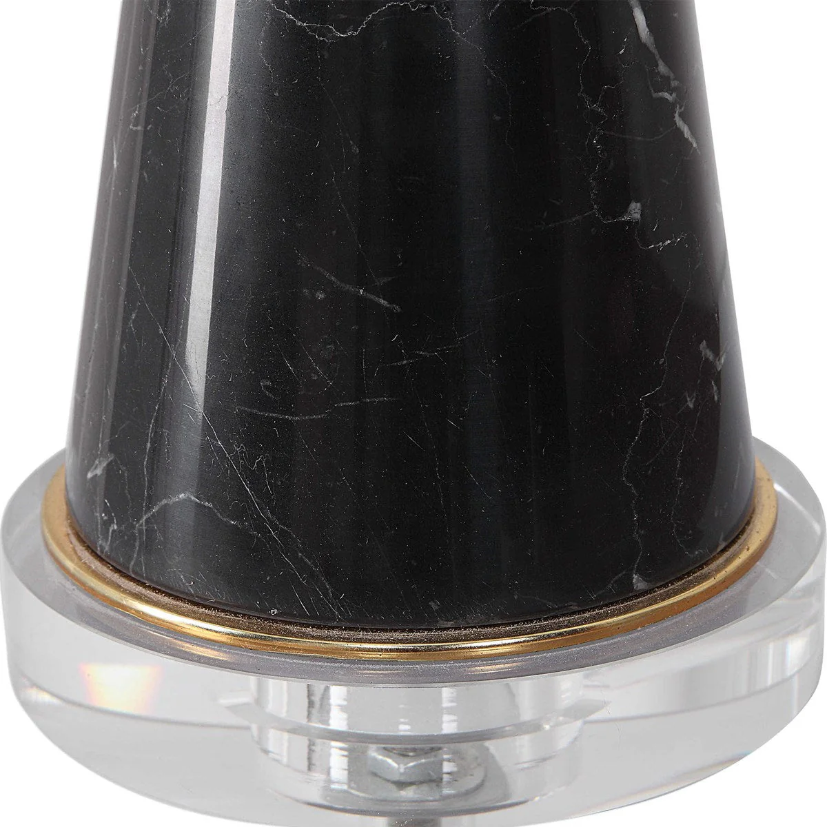 Uttermost Alastair Black Marble and Gold Hourglass Table Lamp With Beige Linen Shade - Image 6