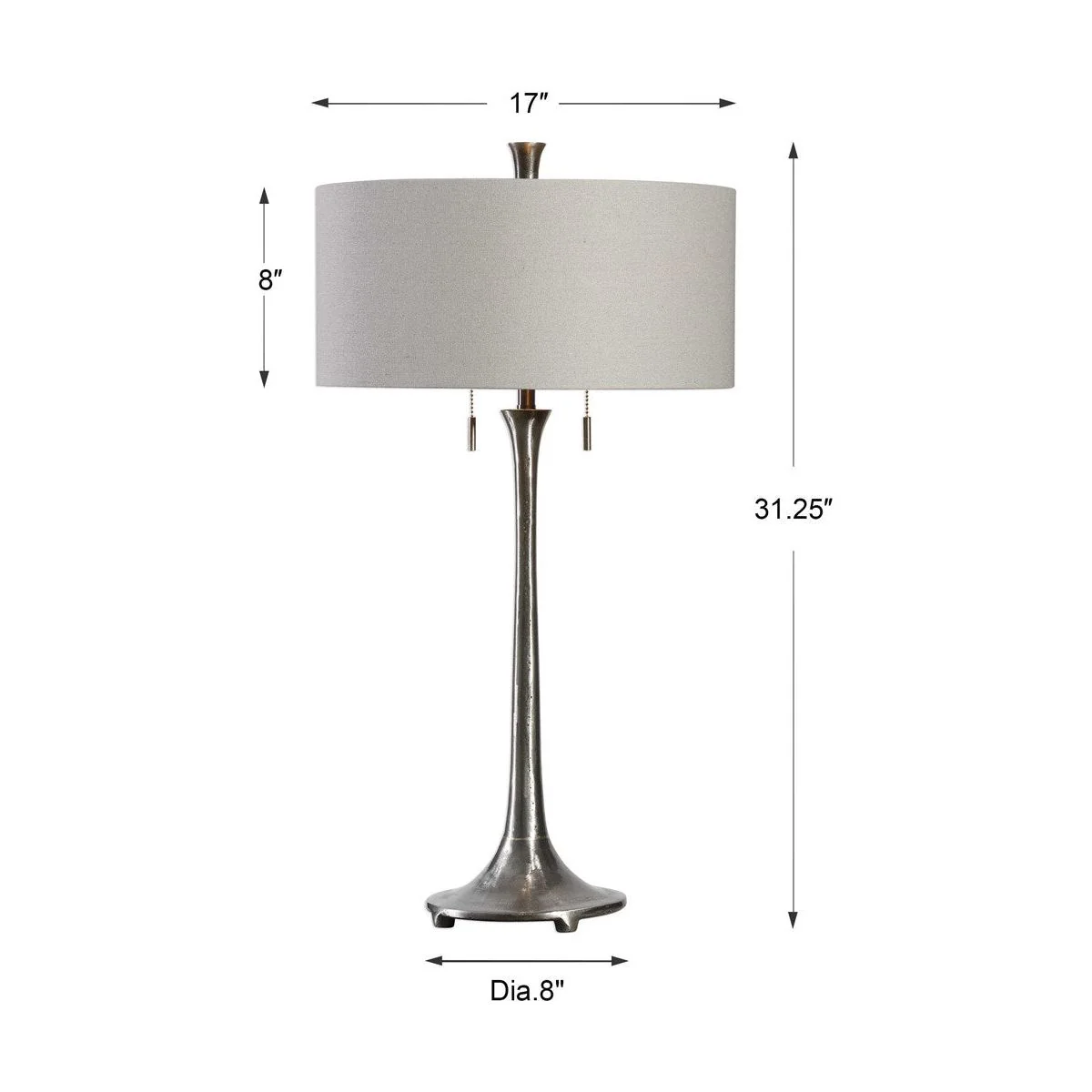 Uttermost Aliso  Cast Iron Table Lamp With Gray Linen Drum Shade - Image 3