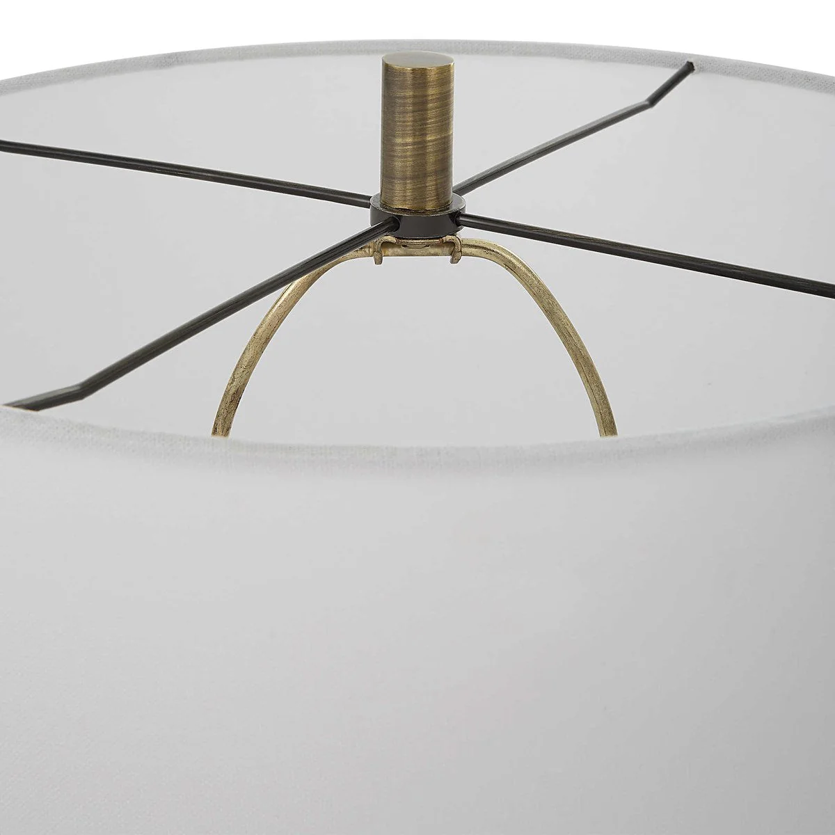 Uttermost Annora Glossy White and Antiqued Brass Table Lamp With Linen Shade - Image 6