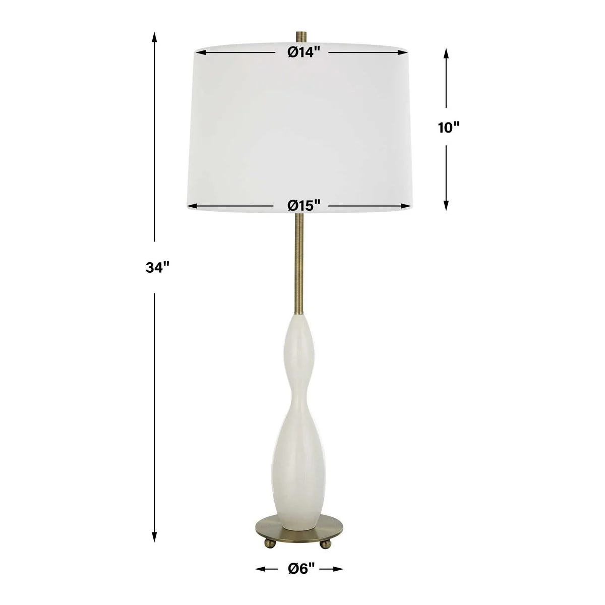 Uttermost Annora Glossy White and Antiqued Brass Table Lamp With Linen Shade - Image 8