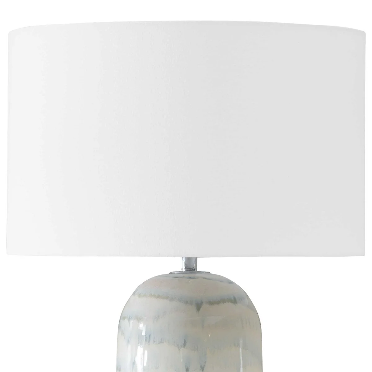 Uttermost Arden White and Smoky Blue Glazed Ceramic Table Lamp With Linen Shade - Image 4