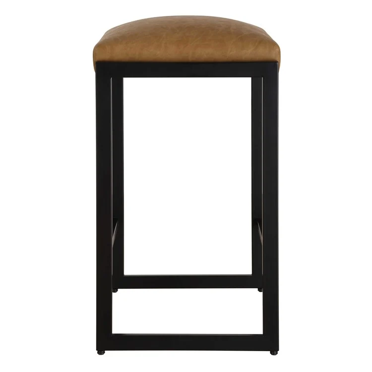 Uttermost Atticus Counter Stool ~ Camel Faux Leather Cushioned Seat - Image 3