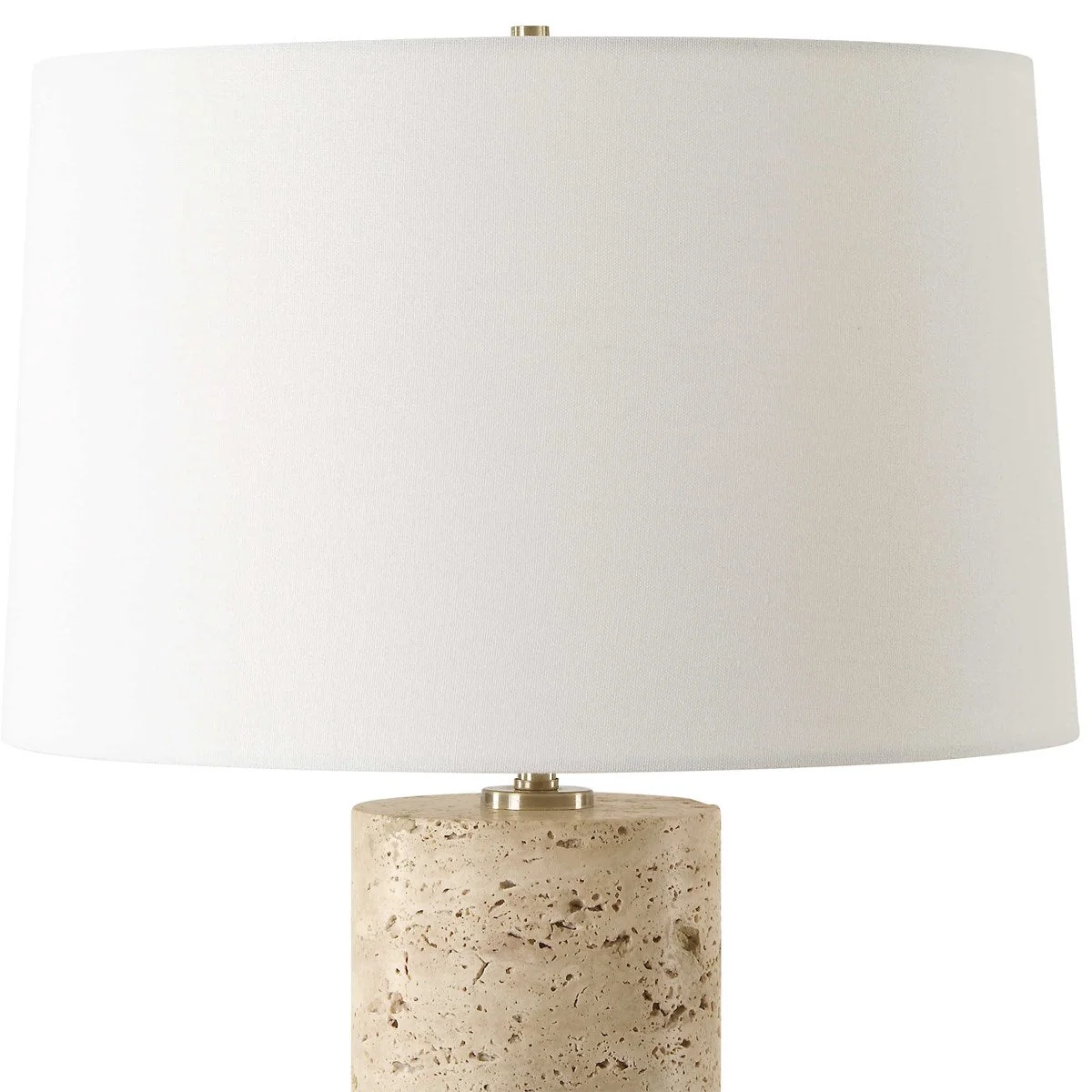 Uttermost Aubrey Travertine Table Lamp With White Linen Shade - Image 5
