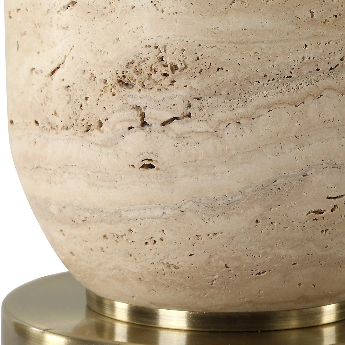 Uttermost Aubrey Travertine Table Lamp With White Linen Shade - Image 7