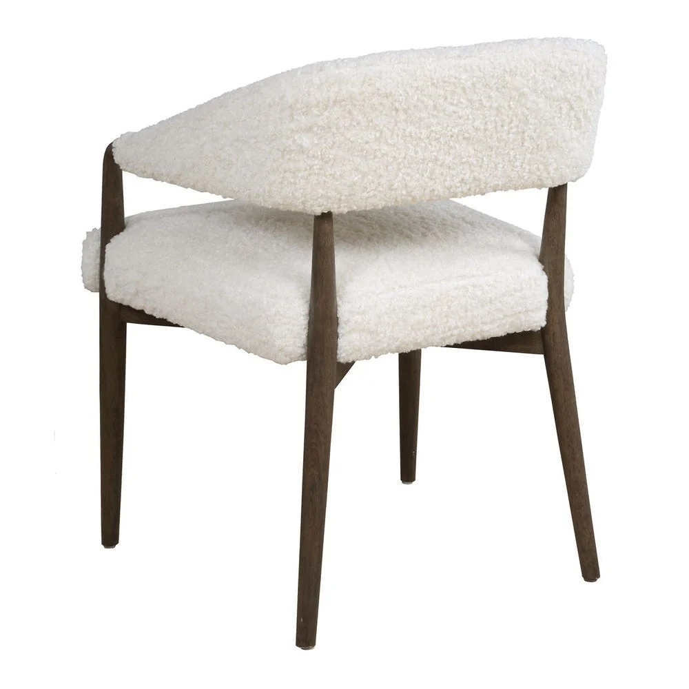 Uttermost Austell Dark Walnut Finish With Cream- Toned Faux Shearling Dining Chair - Image 7