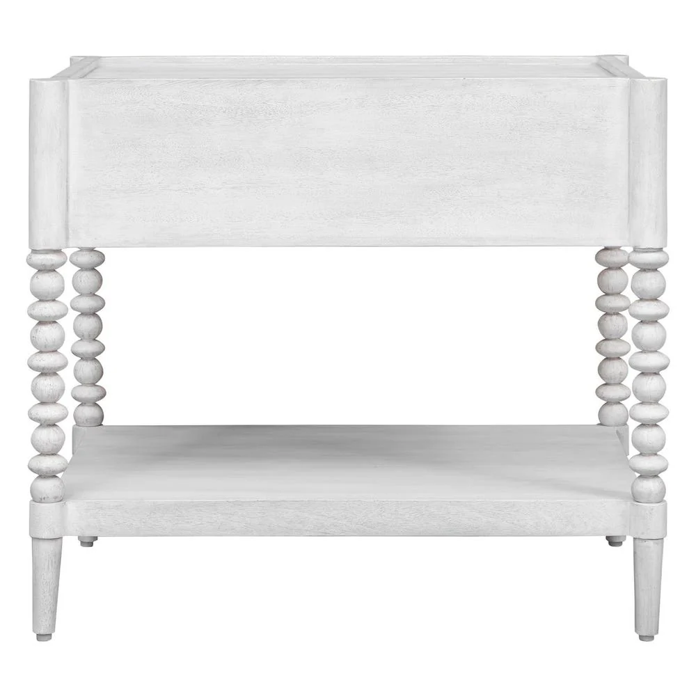 Uttermost Bales Mangi Wood Finished In Off- White Side Table - Image 4