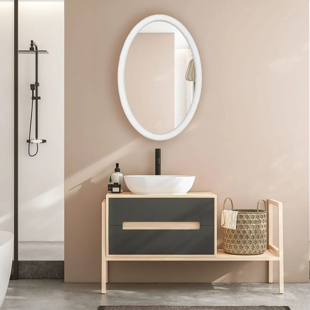 Uttermost Bali Matte White Oval Mirror