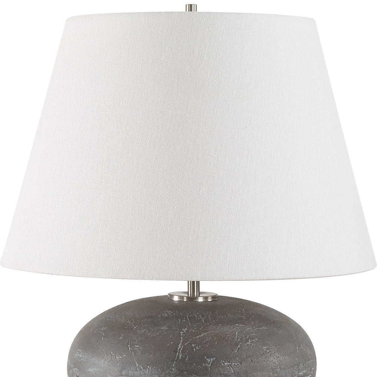 Uttermost Beckley Distressed Charcoal Glazed Ceramic Table Lamp With White Linen Shade - Image 5