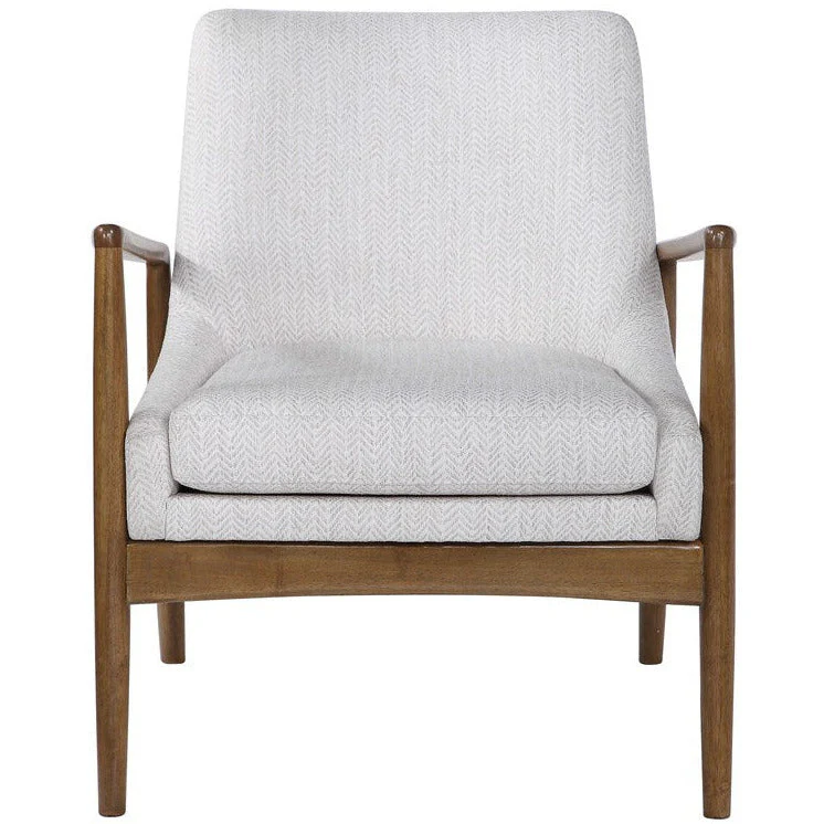 Uttermost Bev Taupe & White Chevron Performance Fabric Scandinavian Wood Accent Chair - Image 4