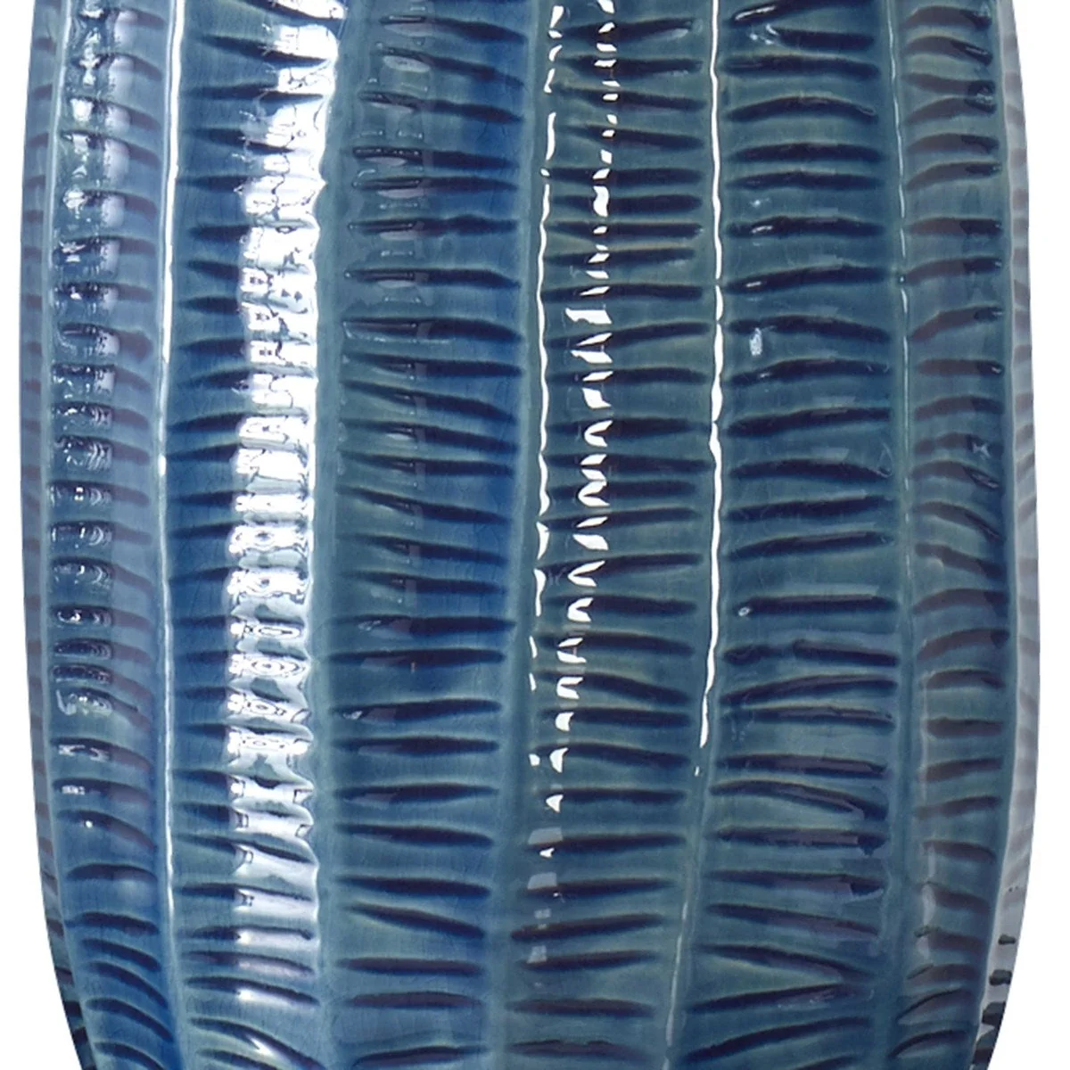 Uttermost Bixby Blue Glazed Textured Ceramic Table Lamp With White Linen Shade - Image 5