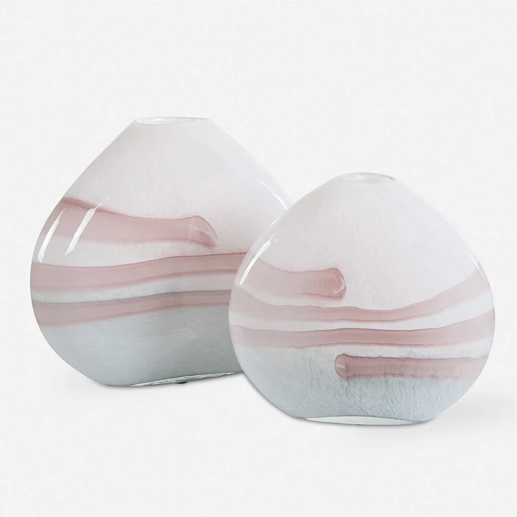 Uttermost Blush Swirl Glass Set of 2 Vases - Image 2