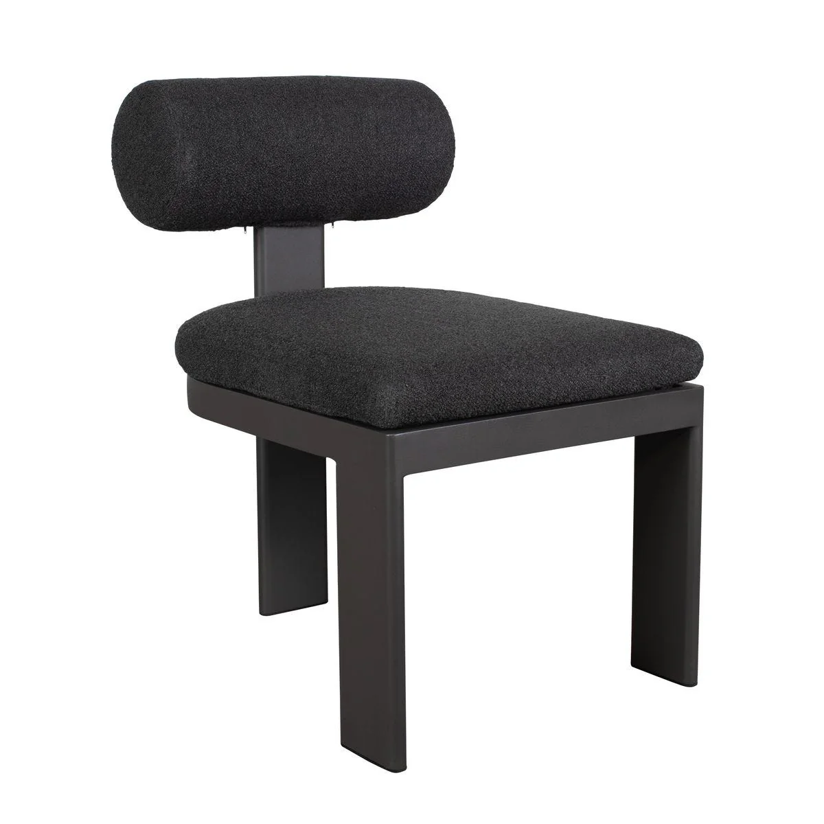 Uttermost Bolster Back Charcoal Boucle Outdoor Dining Chair - Image 2