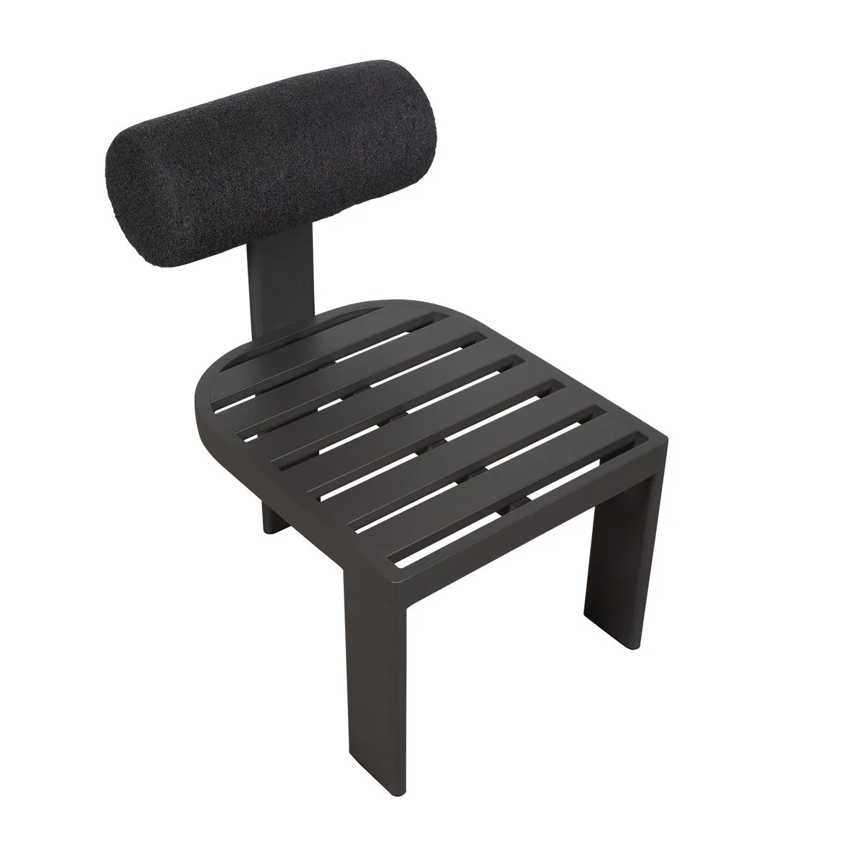 Uttermost Bolster Back Charcoal Boucle Outdoor Dining Chair - Image 3
