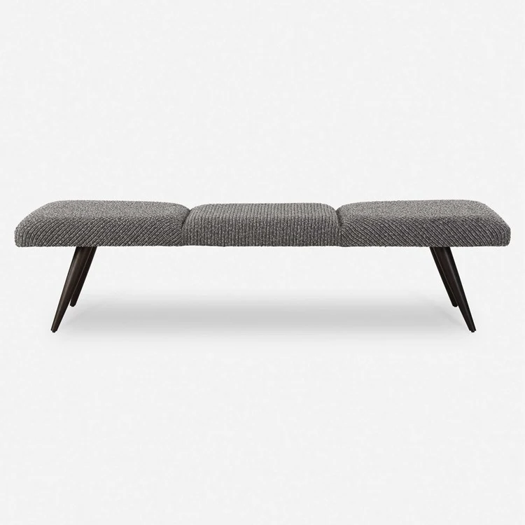 Uttermost Bowtie Charcoal Boucle Fabric Bench - Image 2