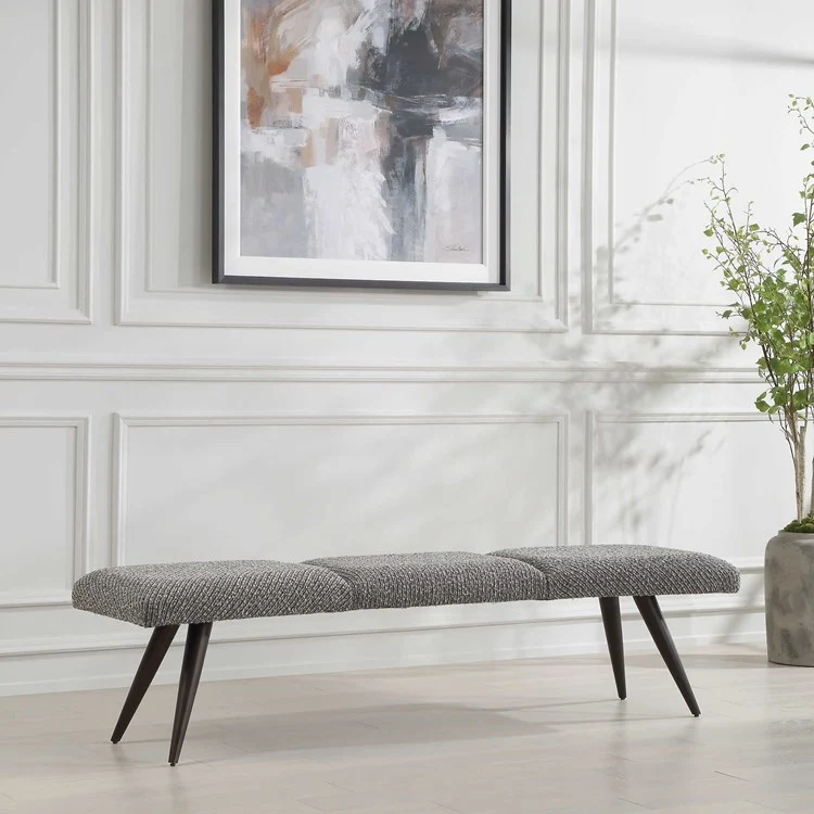 Uttermost Bowtie Charcoal Boucle Fabric Bench - Image 3