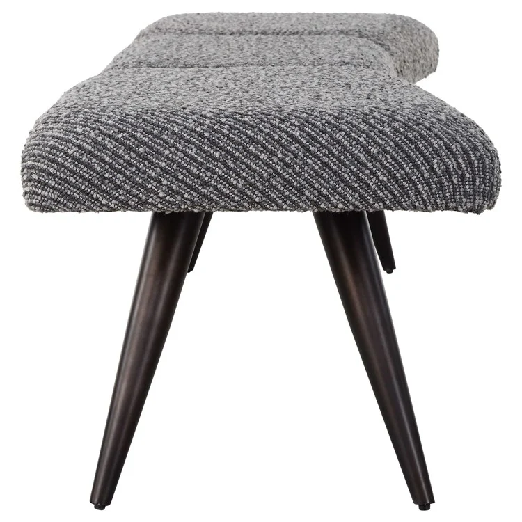 Uttermost Bowtie Charcoal Boucle Fabric Bench - Image 5