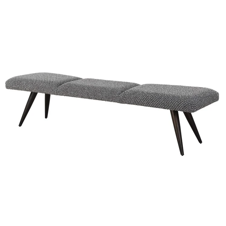 Uttermost Bowtie Charcoal Boucle Fabric Bench - Image 7