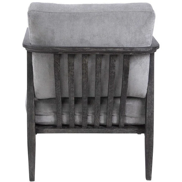 Uttermost Brunei Steel Gray Fabric Dark Ebony Wood Modern Accent Chair - Image 5