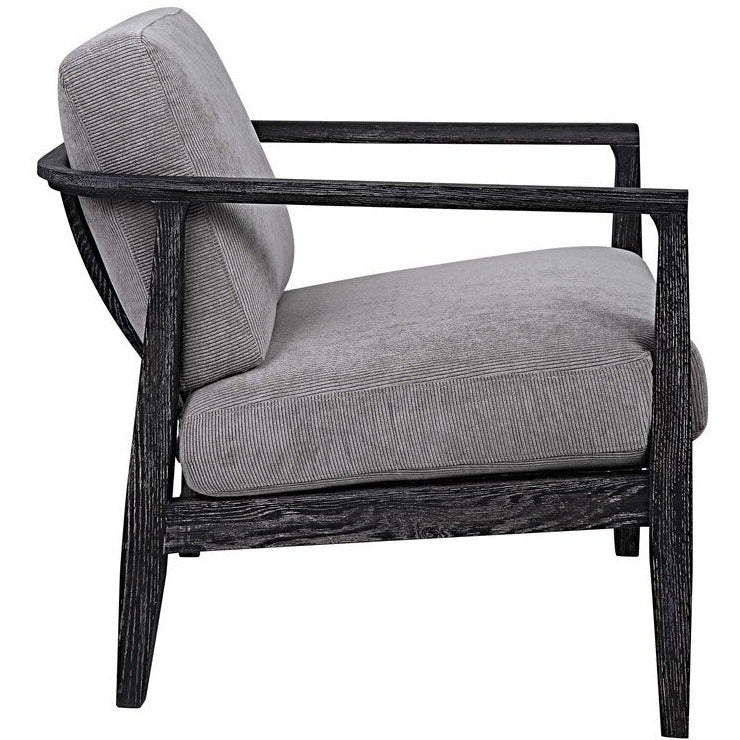 Uttermost Brunei Steel Gray Fabric Dark Ebony Wood Modern Accent Chair - Image 7