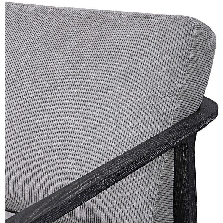 Uttermost Brunei Steel Gray Fabric Dark Ebony Wood Modern Accent Chair - Image 8