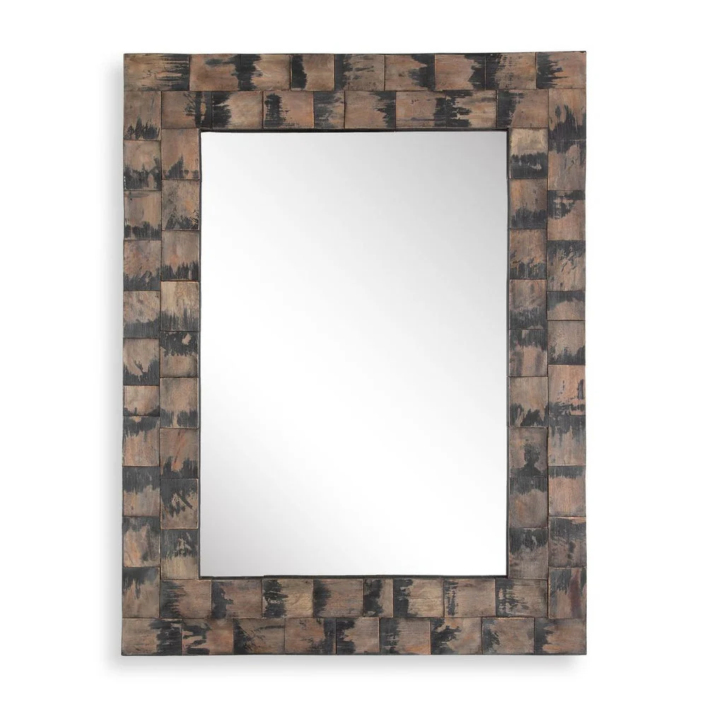 Uttermost Burke Layered Mahogany Blocks Mirror - Image 4