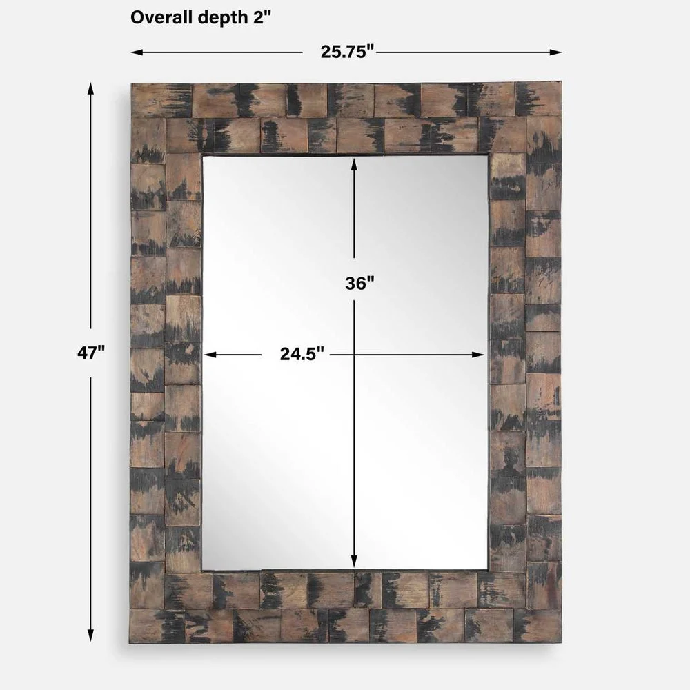 Uttermost Burke Layered Mahogany Blocks Mirror - Image 6