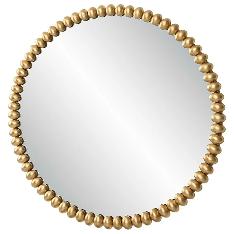 Uttermost Byzantine Antiqued Gold Leaf Beaded Round Mirror - Image 3