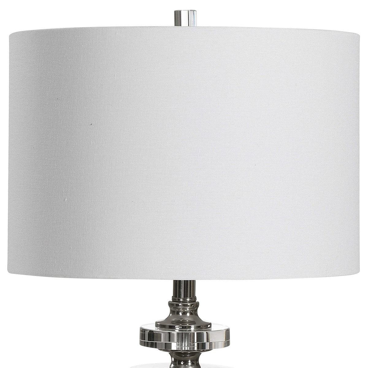 Uttermost Calia White Embossed Ceramic Table Lamp With Linen Shade - Image 7