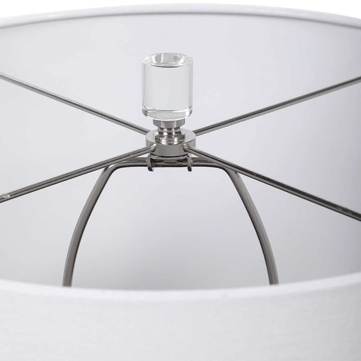 Uttermost Calia White Embossed Ceramic Table Lamp With Linen Shade - Image 8