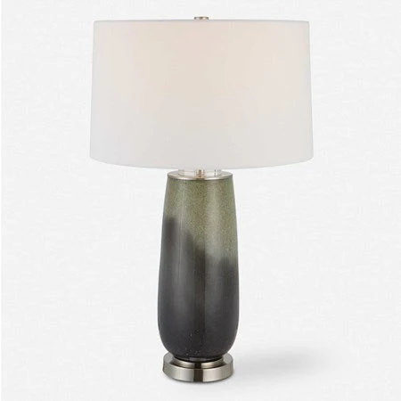 Uttermost Campa Green and Gray Blue Ombré Ceramic Table Lamp With White Shade - Image 2