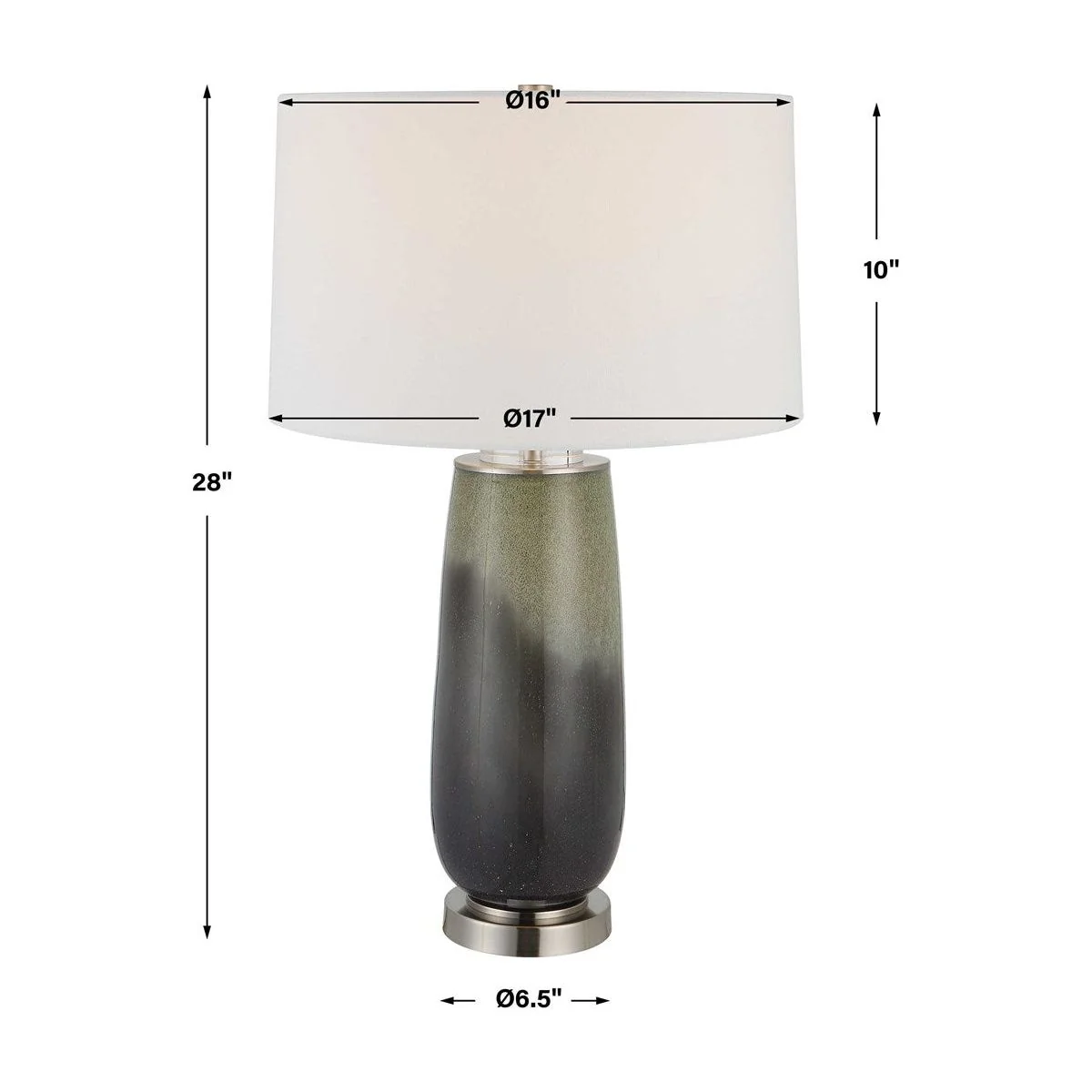 Uttermost Campa Green and Gray Blue Ombré Ceramic Table Lamp With White Shade - Image 8