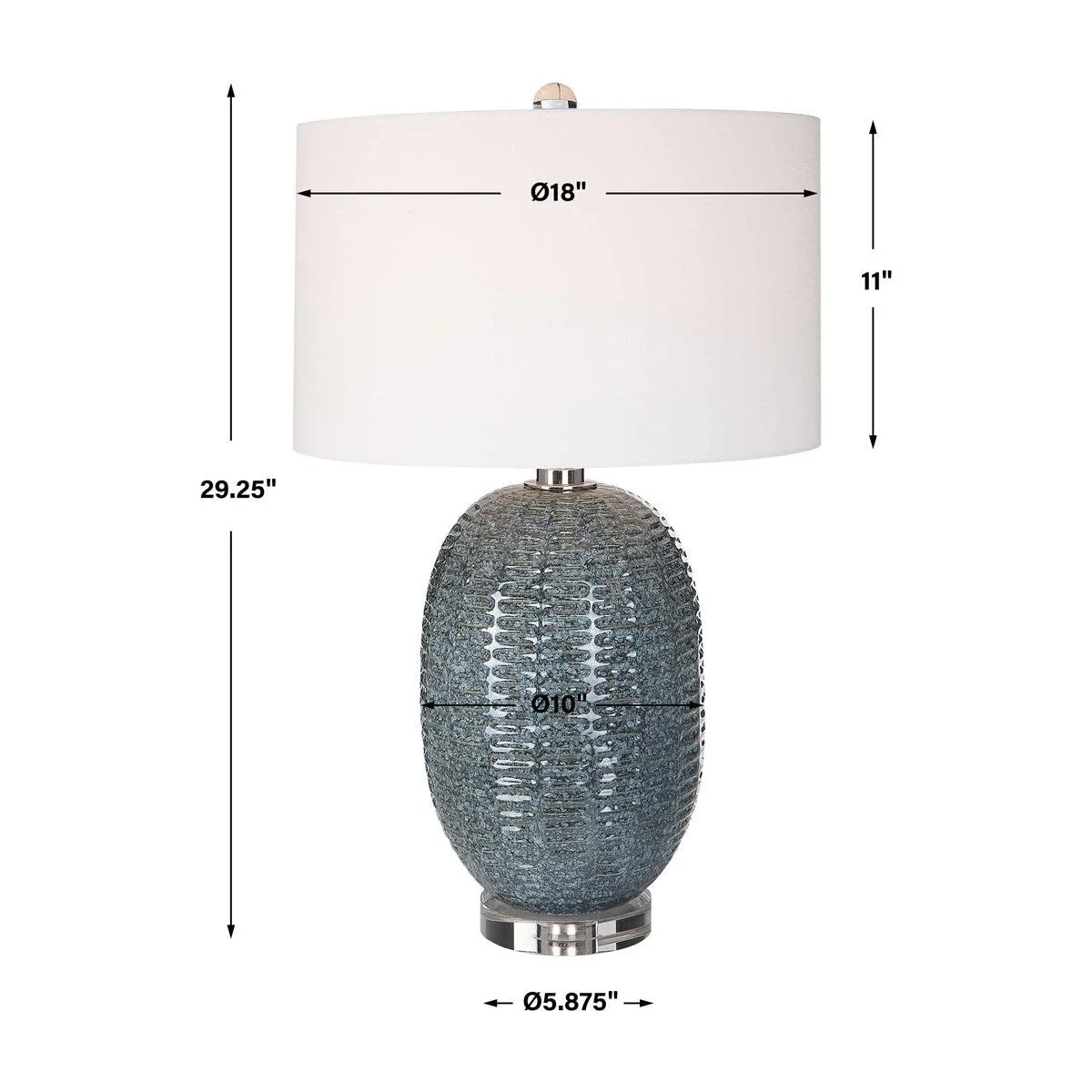 Uttermost Caralina Blue Green Glazed Textured Ceramic Table Lamp With White Linen Shade - Image 4