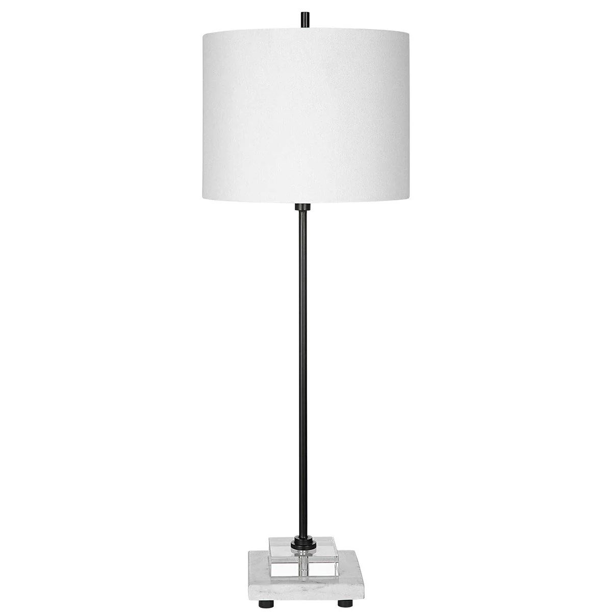 Uttermost Ciara Black Metal and Crystal Buffet Lamp With White Linen Shade - Image 6