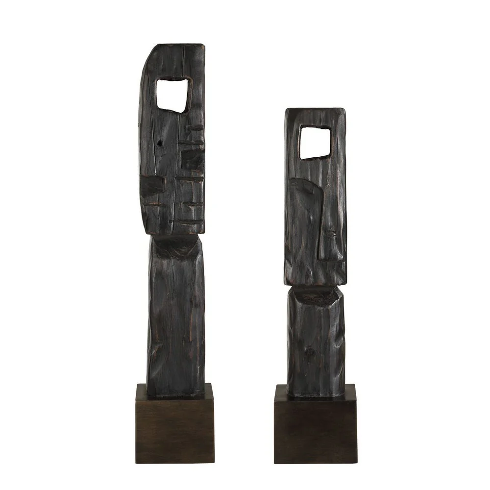 Uttermost Cipher Set of 2 Wood Sculpture Totems - Image 4